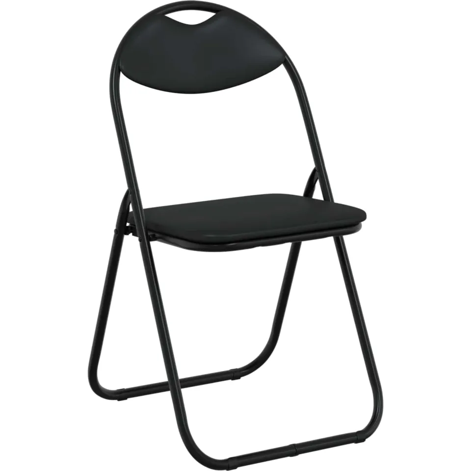 vidaXL Inklapbare stoel 8 st Nep Leer Zwart 48 x 43,5 x 81 cm