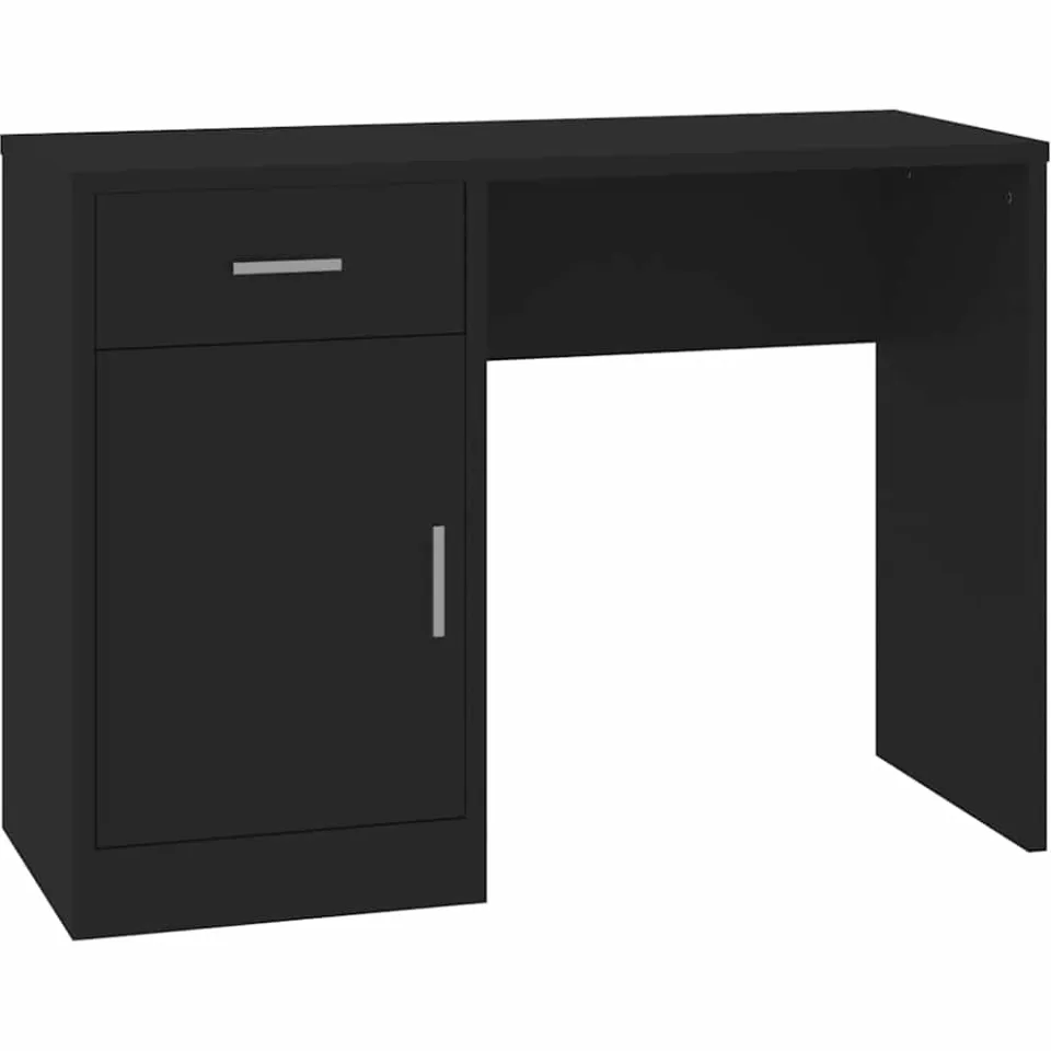 vidaXL Bureau met kast en lade 100x40x73 cm bewerkt hout zwart
