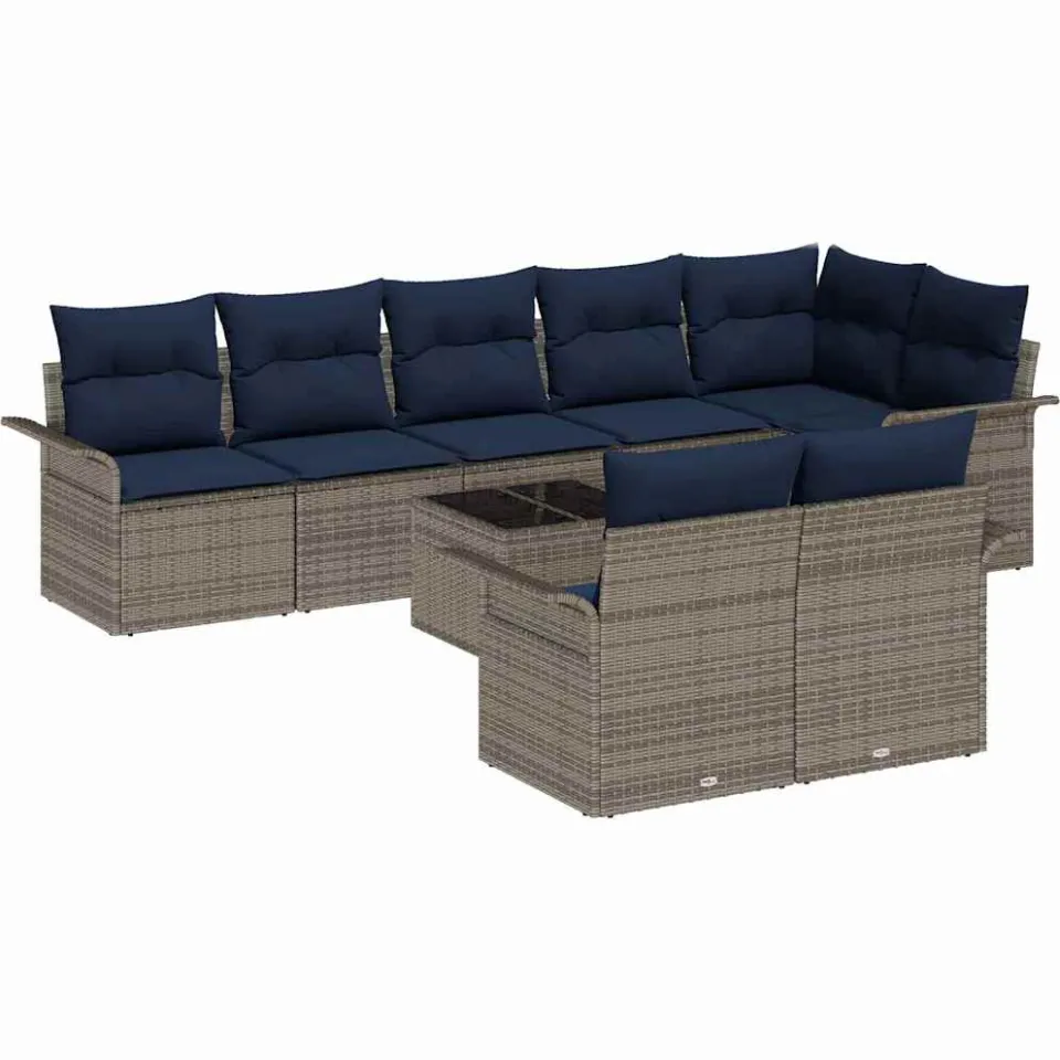 vidaXL Tuin Sofa Set 9 st Grijs poly rattan, foto 4