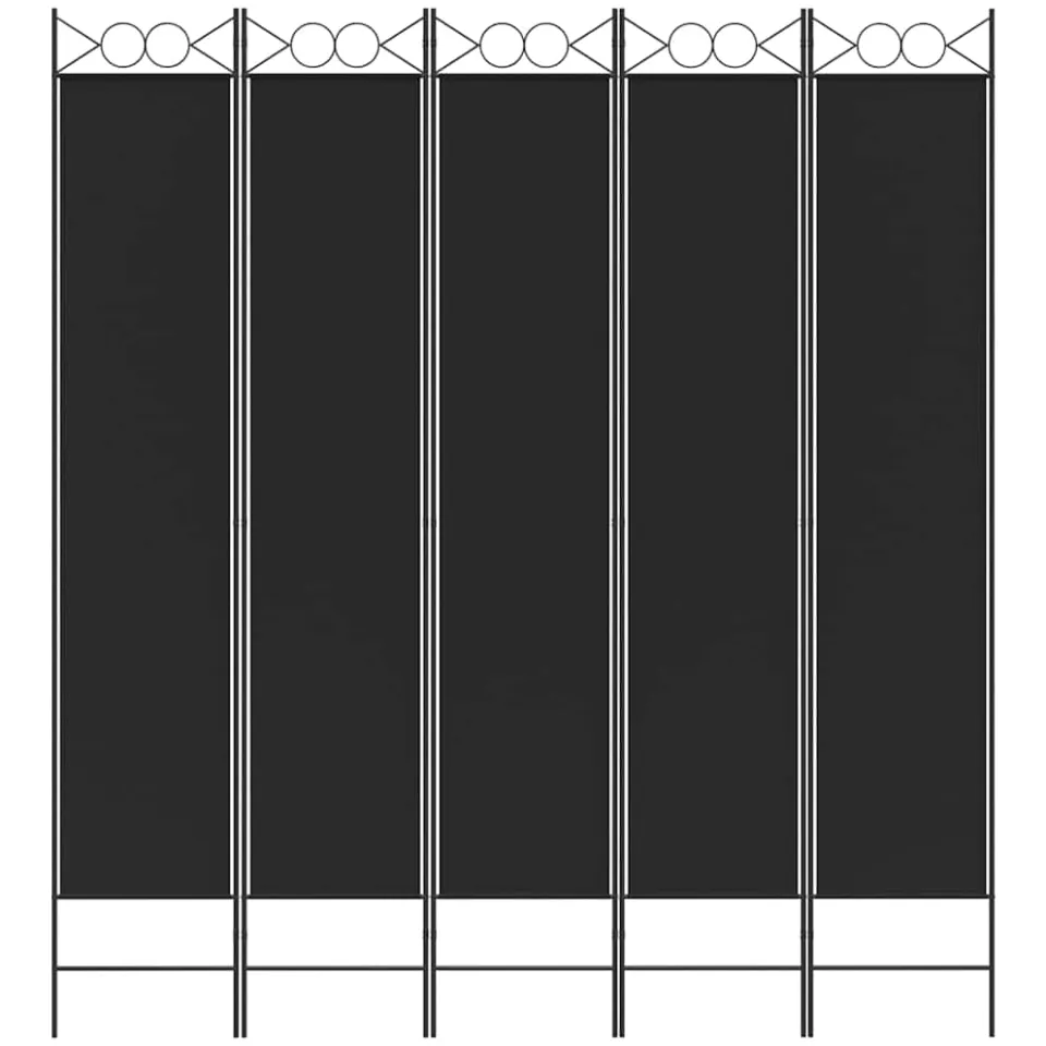 vidaXL Kamerscherm met 5 panelen 200x200 cm stof zwart