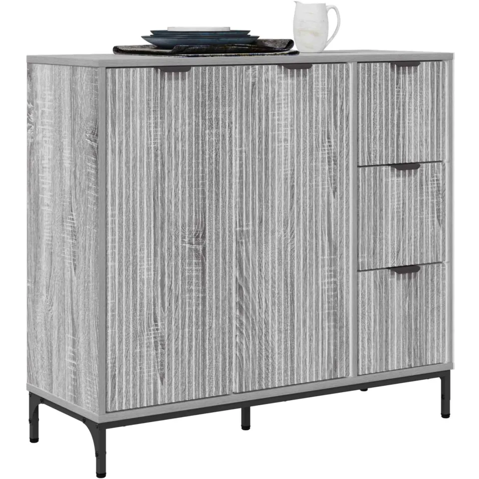 vidaXL Dressoir Grijs Sonoma 89,5 x 33 x 82 cm Bewerkt hout