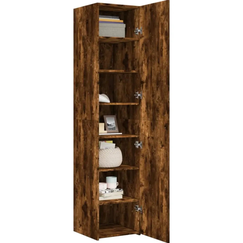vidaXL Hoge kast 40x42,5x185 cm bewerkt hout gerookt eikenkleurig Bruin