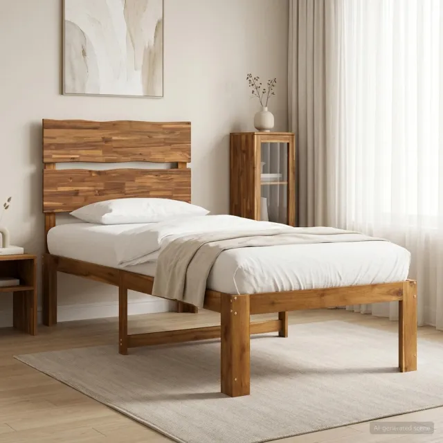 vidaXL Eenpersoonsbed met hoofdbord ROSTOCK Naturel 100 x 200 cm