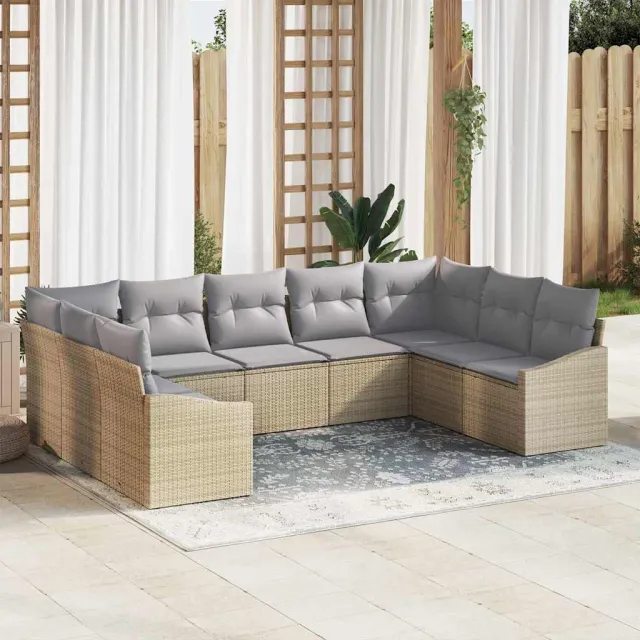 vidaXL Bankstel 9 st Beige poly rattan, foto 2