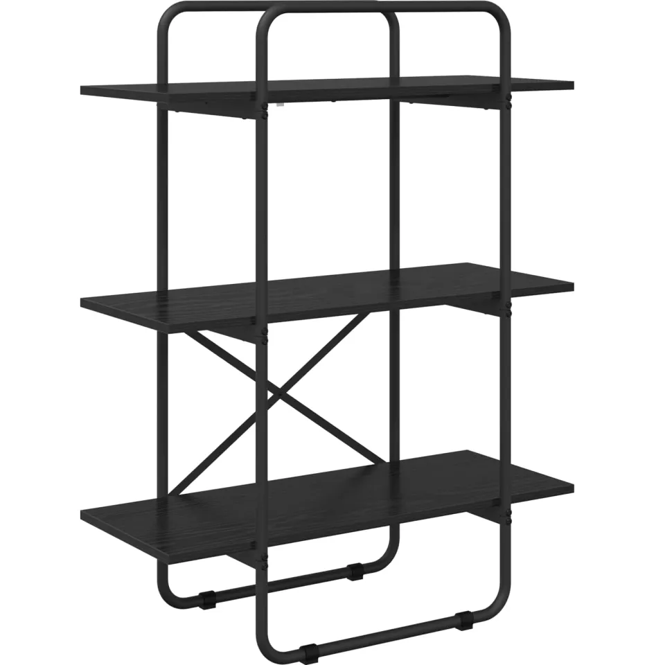 vidaXL Boekenrek 3-laags 60 x 35 x 105 cm PB Zwart eiken, foto 3