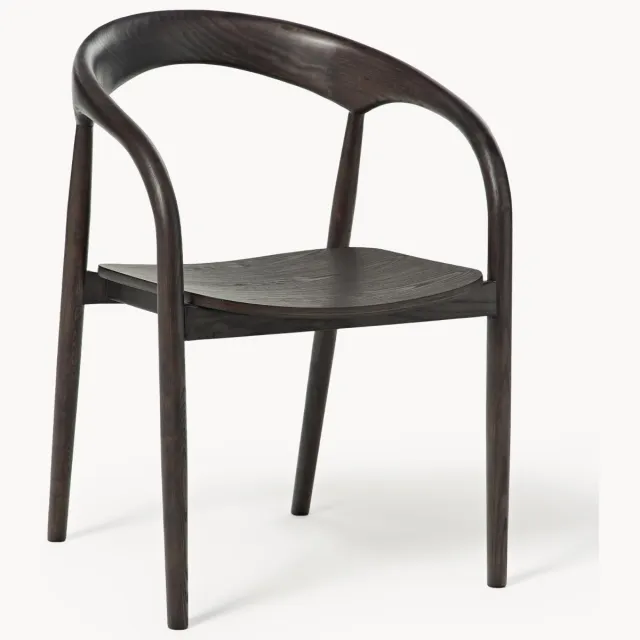 Westwing Collection Eetkamerstoel Camille van essenhout met armleuningen bruin