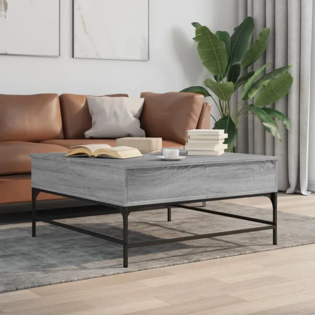vidaXL Salontafel 95x95x45 cm bewerkt hout en metaal grijs sonoma, foto 2