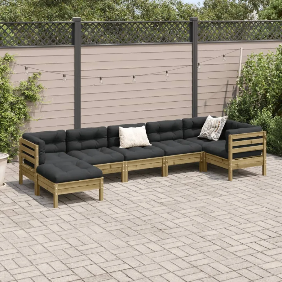 vidaXL 7-delige Loungeset met kussens geïmpregneerd grenenhout bruin, foto 2