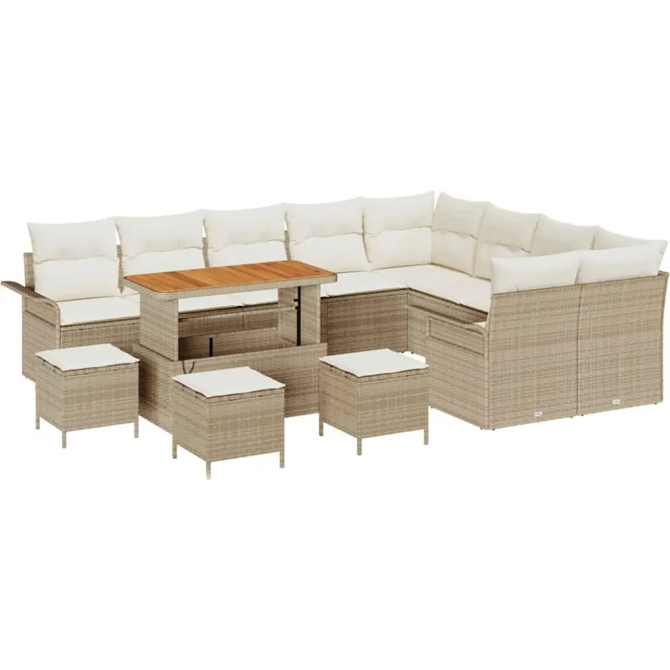 vidaXL Tuinbankenset 13 st Beige poly rattan