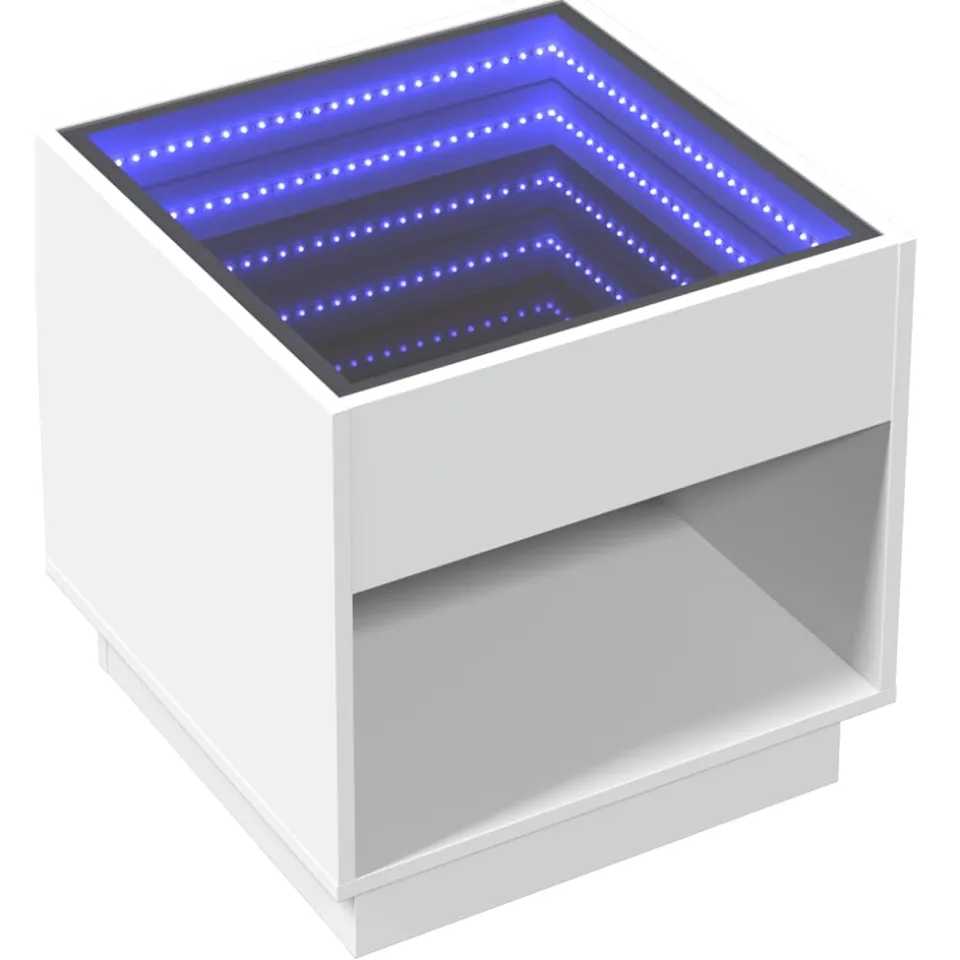 vidaXL Salontafel met Infinity LED 50x50x50 cm wit