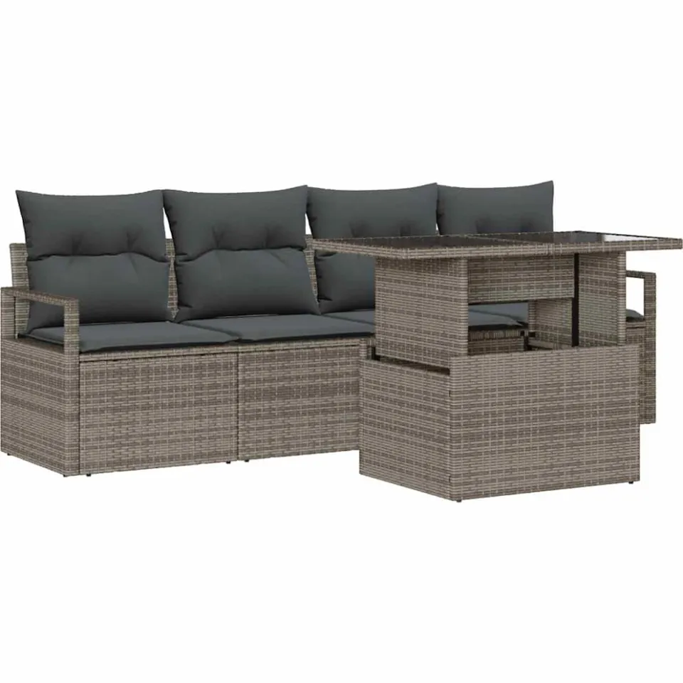vidaXL Tuin Sofa Set 5 st Grijs Poly riet