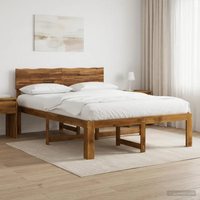 vidaXL Tweepersoonsbed met hoofdeinde ROSTOCK Naturel 120 x 190 cm Bruin