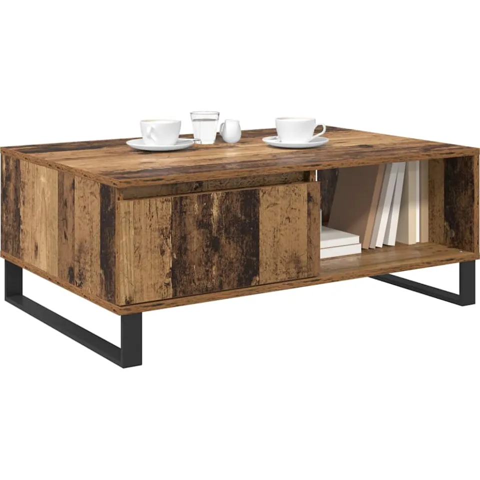 vidaXL Salontafel Oud Hout 90 x 60 x 35 cm Bewerkt hout Bruin