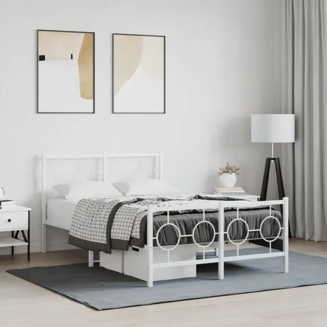 vidaXL Bedframe met hoofd- en voeteneinde metaal wit 120 x 190 cm