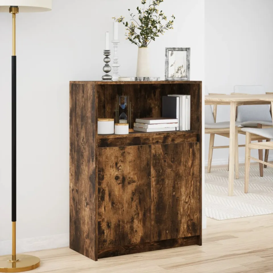 vidaXL Dressoir met LED 72x34x100 cm bewerkt hout gerookt eikenkleurig, foto 2