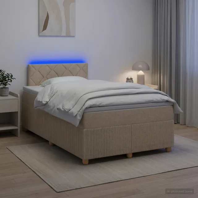 vidaXL Boxspringbed met matras Crèmekleurig 120 x 190 cm Stof