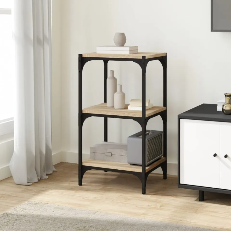 vidaXL Boekenkast 40x33x70,5 cm bewerkt hout en staal Sonoma eiken, foto 2