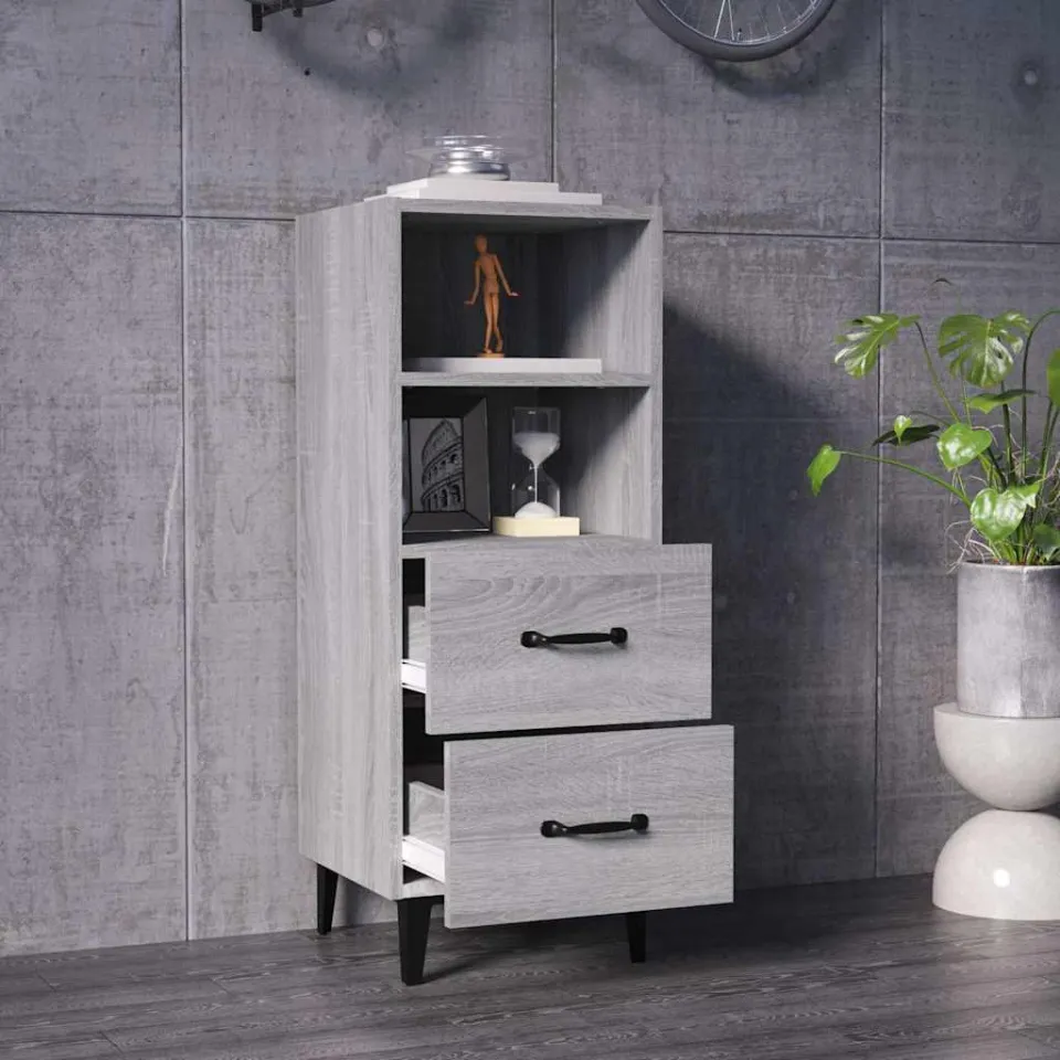 vidaXL Dressoir 34,5x34x90 cm bewerkt hout sonoma eikenkleurig, foto 3