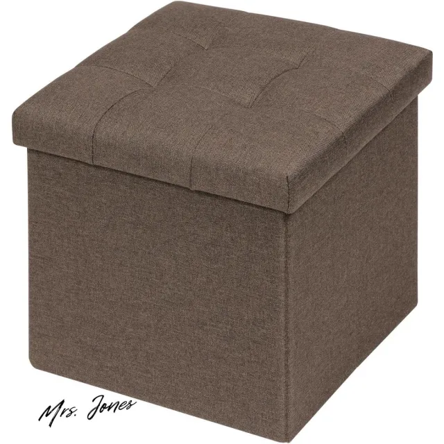 Mrs. Jones Sofa kruk Puff Footstool Speelgoedbox Opvouwbare kruk met opbergruimte bruin 32 x 32 x 32 cm . multi-color