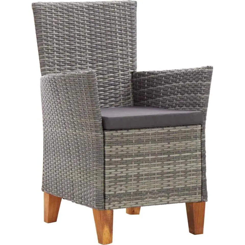 vidaXL 9-delige Eethoek poly rattan en massief acaciahout grijs, foto 4