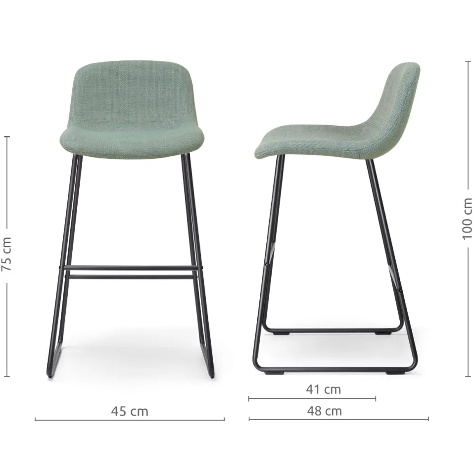 Nolon Nino-Mats barkruk saliegroen - zwart onderstel - 75 cm, foto 2
