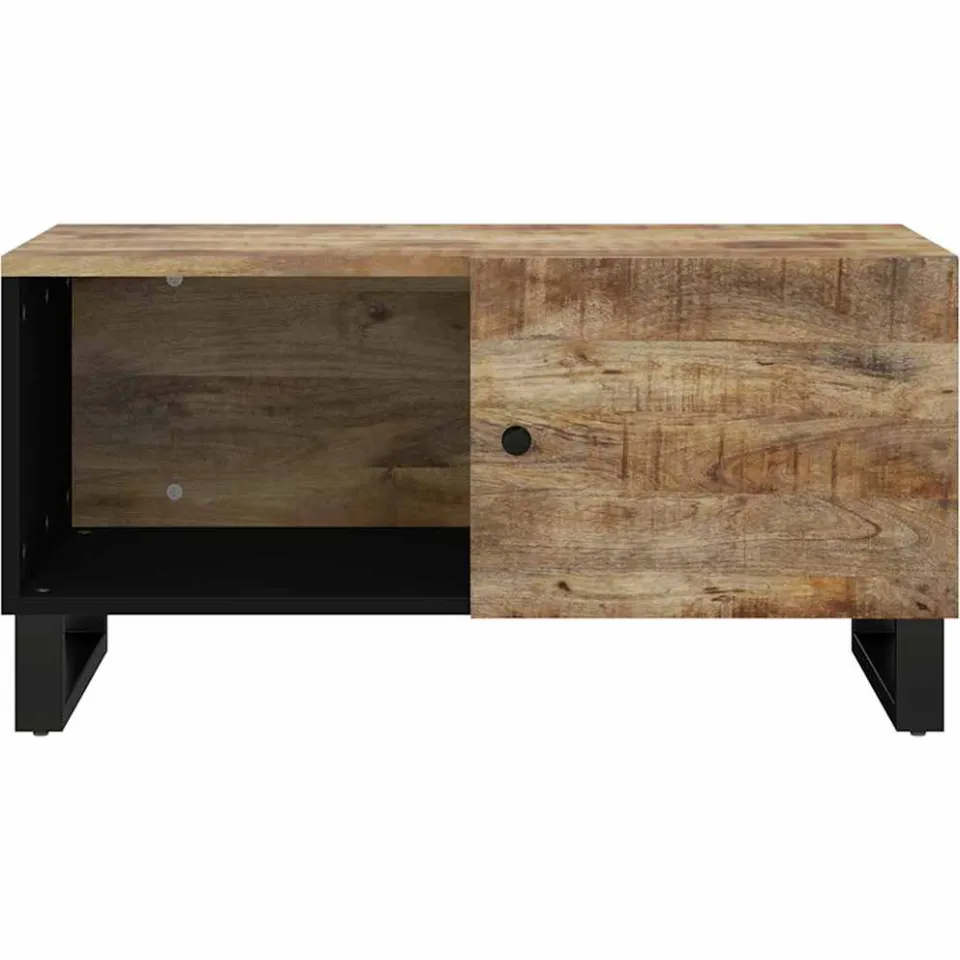 vidaXL Salontafel 80x50x40 cm massief mangohout en bewerkt hout bruin, foto 4