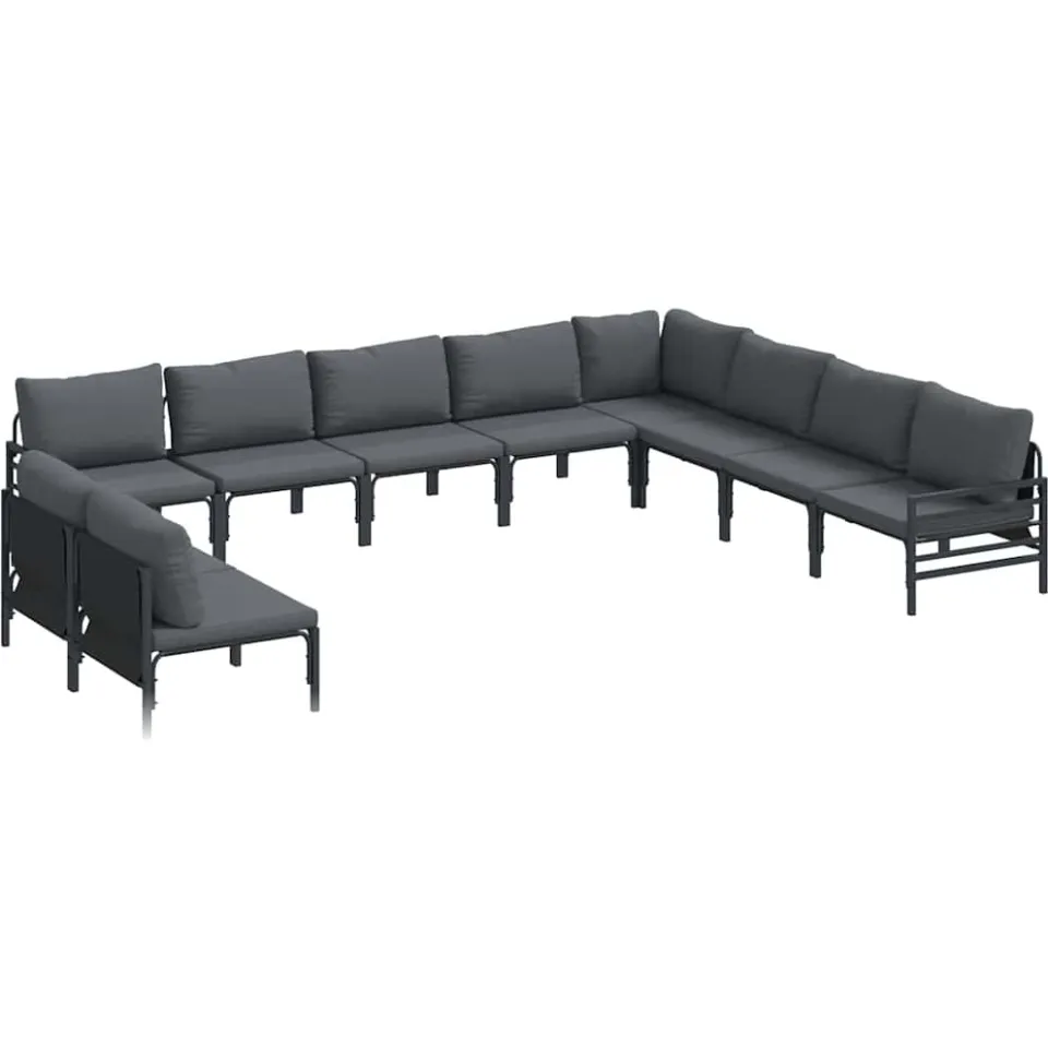 vidaXL Tuinbankenset 10 st Zwart Staal Anthraciet