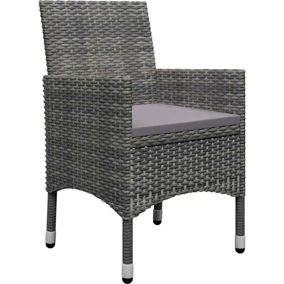 vidaXL 3-delige Bistroset poly rattan en acaciahout grijs, foto 4