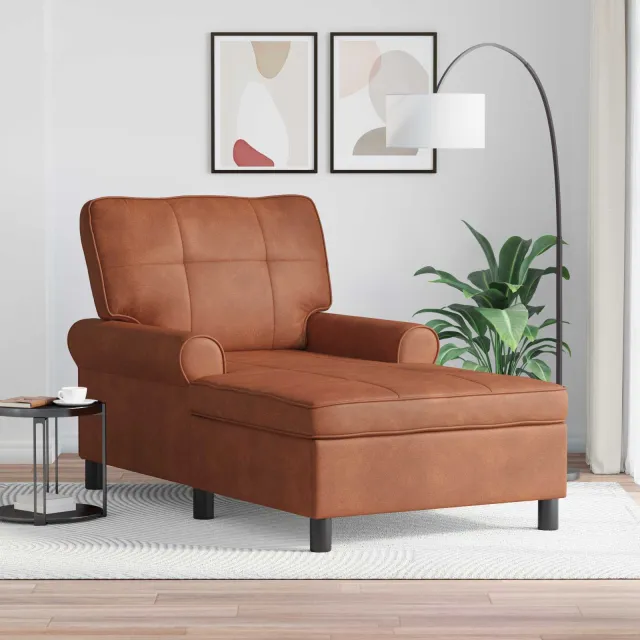 vidaXL Chaise Lounge Bruin Nep Leer 91 x 157 x 91 cm, foto 2
