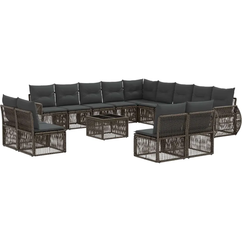 vidaXL Tuinbankenset 14 st Grijs en Donkergrijs poly rattan, foto 3