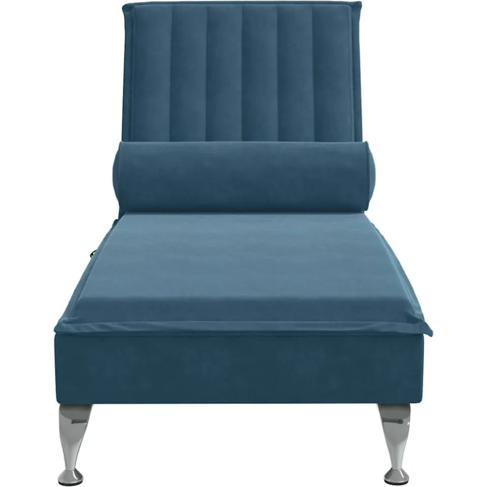 vidaXL Massage chaise longue met bolster fluweel blauw, foto 4