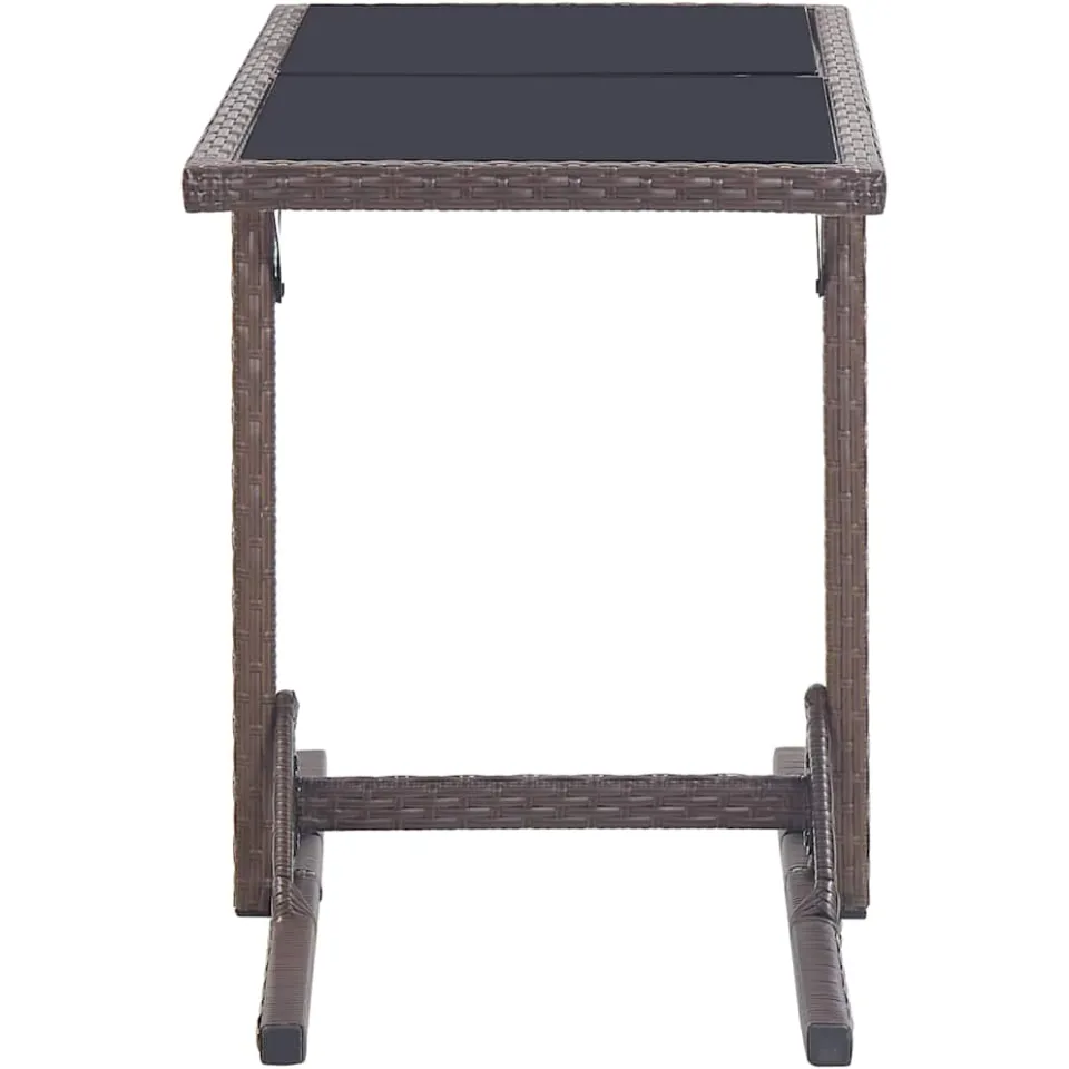 vidaXL Tuintafel 110x53x72 cm glas en poly rattan bruin, foto 4