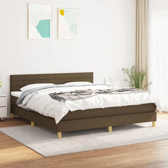 vidaXL Boxspring met matras stof donkerbruin 160x200 cm bruin