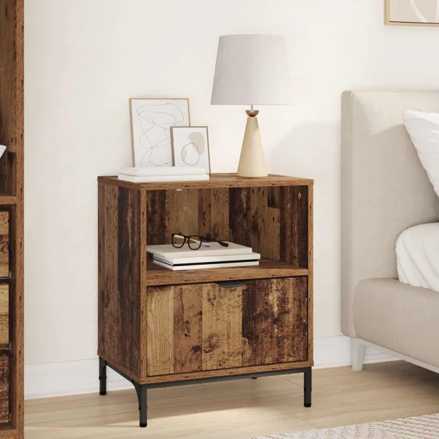 vidaXL Nachtkastje Oud hout 49 x 36 x 61 cm Bewerkt hout Bruin