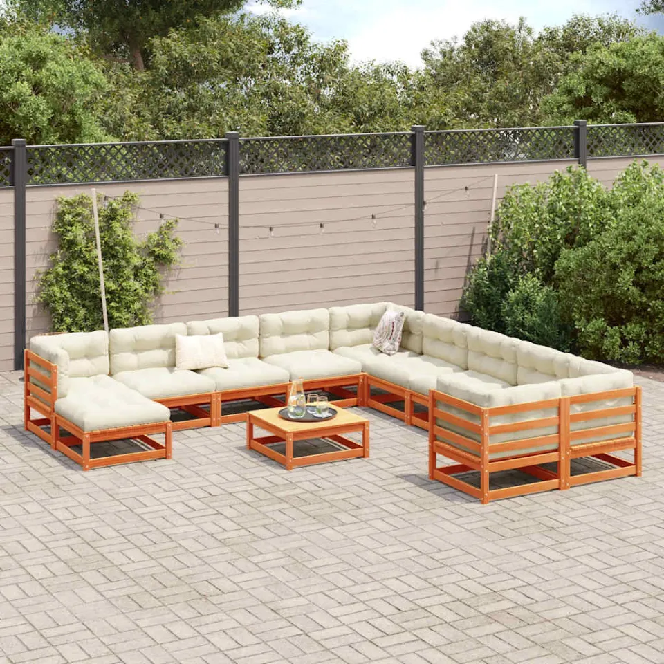 vidaXL 12-delige Loungeset massief grenenhout wasbruin bruin, foto 2