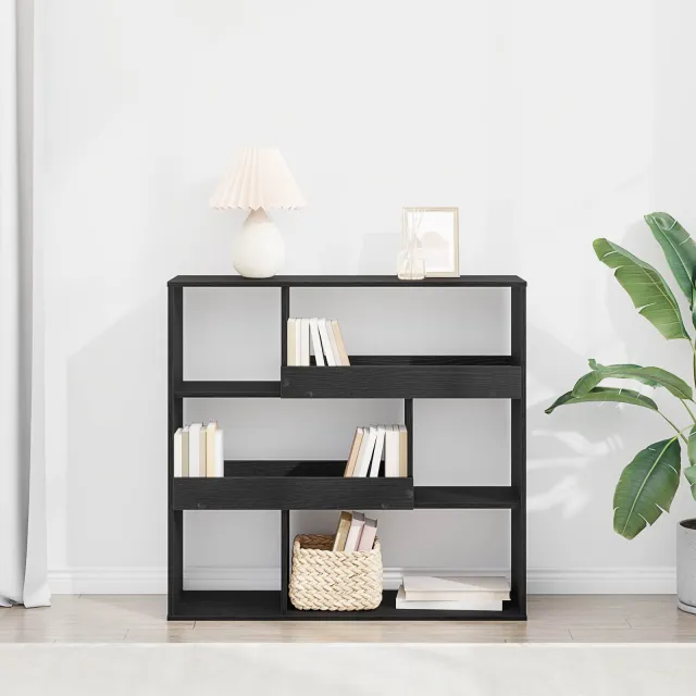 vidaXL Boekenplank 4-laags 100 x 33 x 94,5 cm Bewerkt hout Zwart Eiken, foto 2