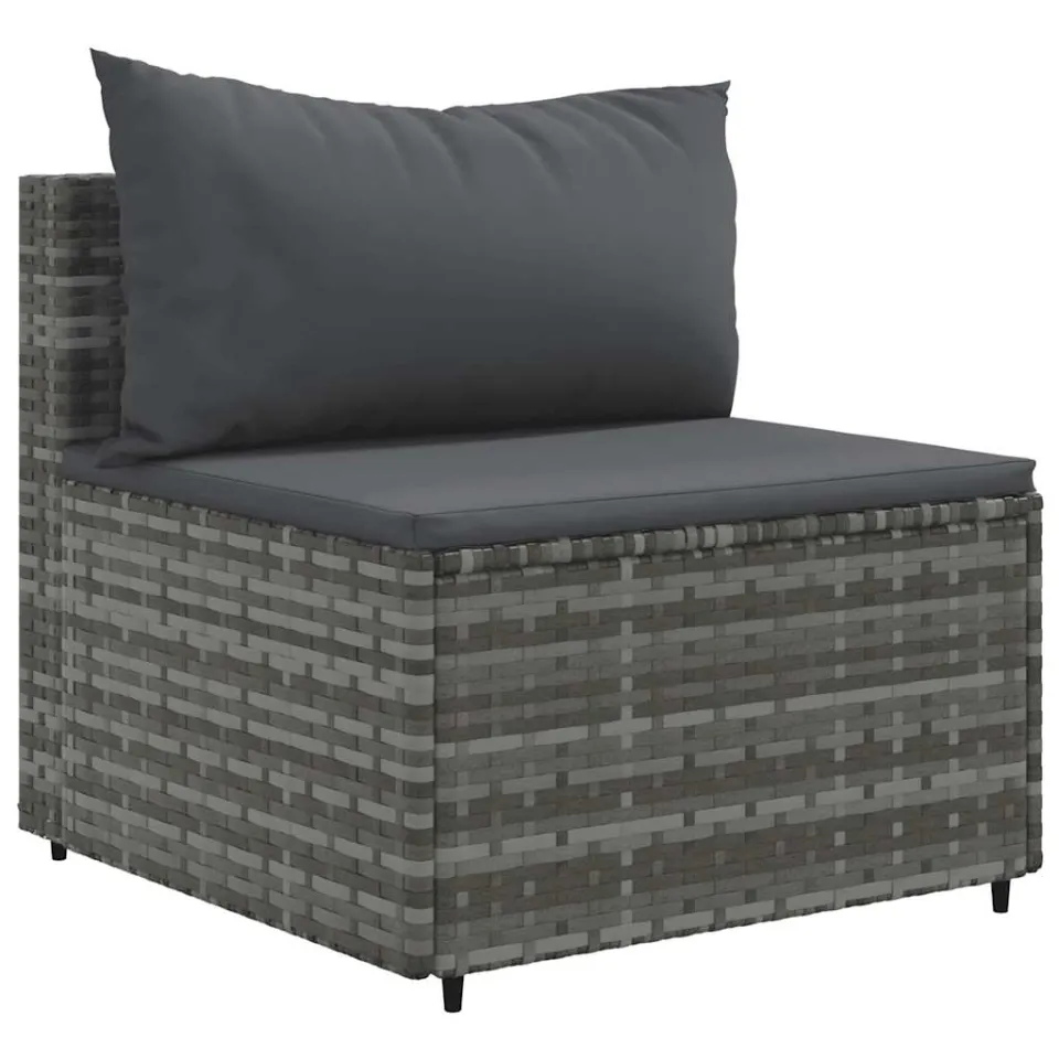 vidaXL 7-delige Loungeset met kussens poly rattan grijs, foto 4