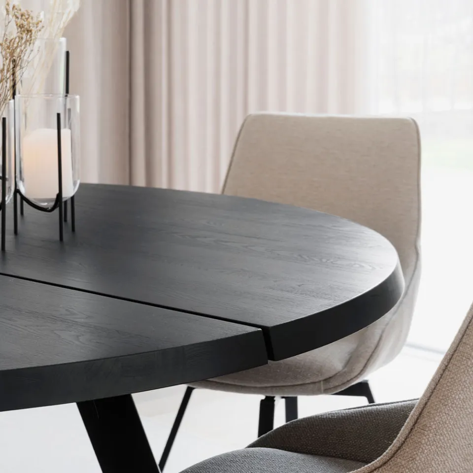 Rowico Home Fred houten eettafel zwart - Ø 160 cm, foto 4