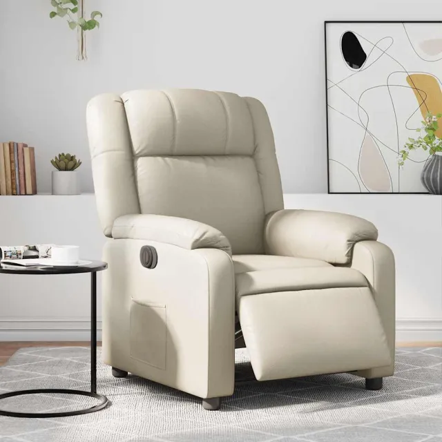 vidaXL Fauteuil elektrisch verstelbaar kunstleer crèmekleurig