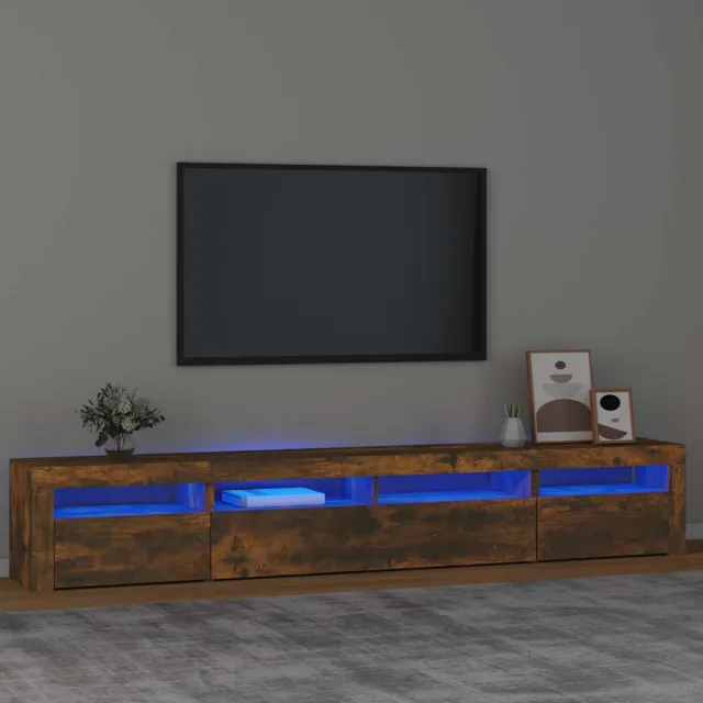 vidaXL Tv-meubel met LED-verlichting 240x35x40 cm gerookt eikenkleurig, foto 2