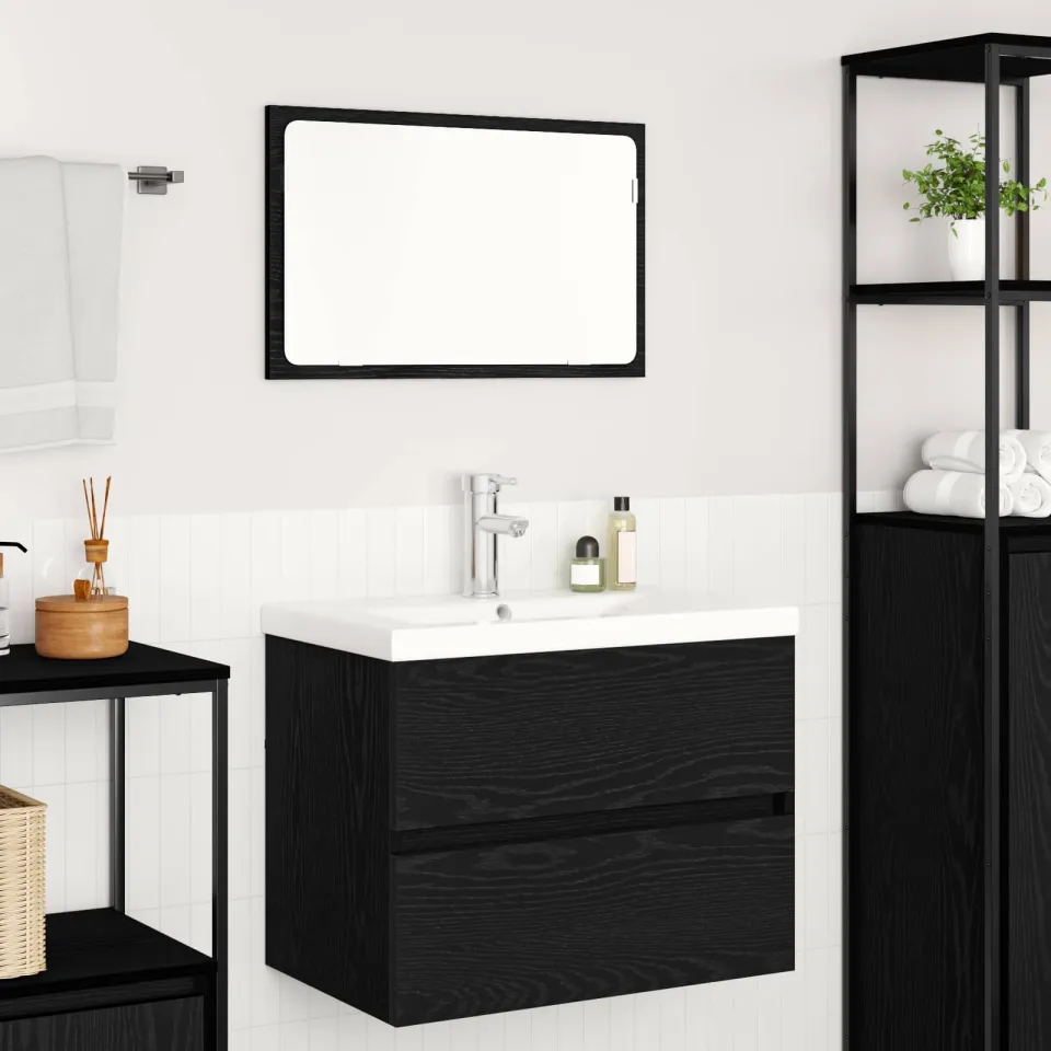 vidaXL Badkamermeubelset 3 st Zwart Eiken Bewerkt hout, foto 3