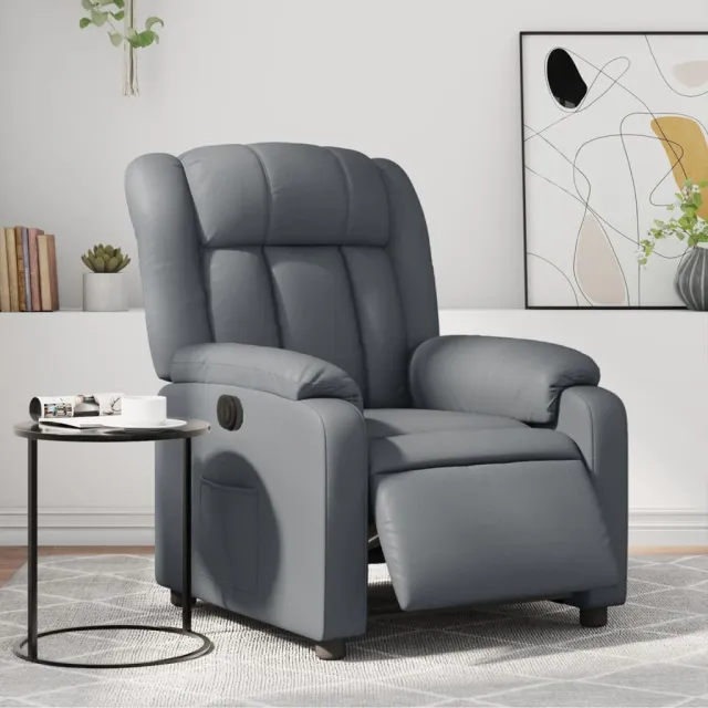 vidaXL Fauteuil verstelbaar elektrisch kunstleer grijs