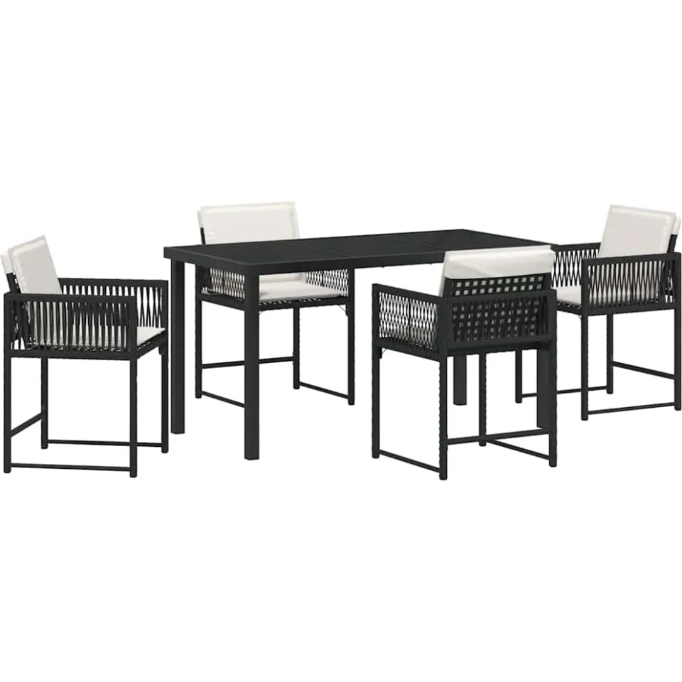 vidaXL Tuin eettafelset 5 st Zwart poly rattan, foto 3
