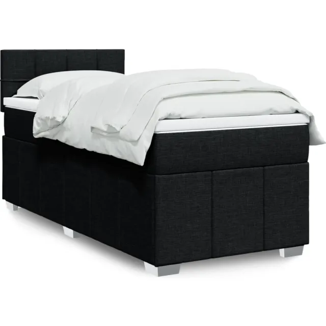 vidaXL Boxspring met matras stof zwart 90x200 cm