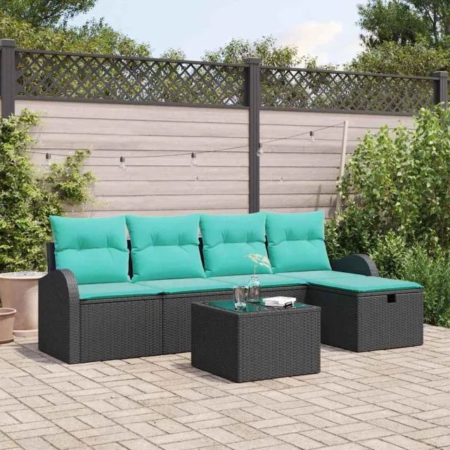 vidaXL Tuin Sofa Set 6 st Zwart poly rattan, foto 2