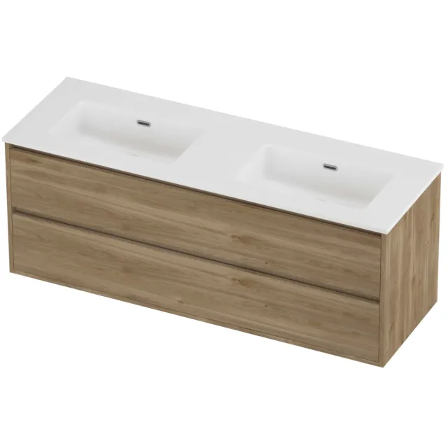 Proline Tribute Badmeubelset Porselein Elegant 140x46x54 cm Mat White Cider Oak Eiken