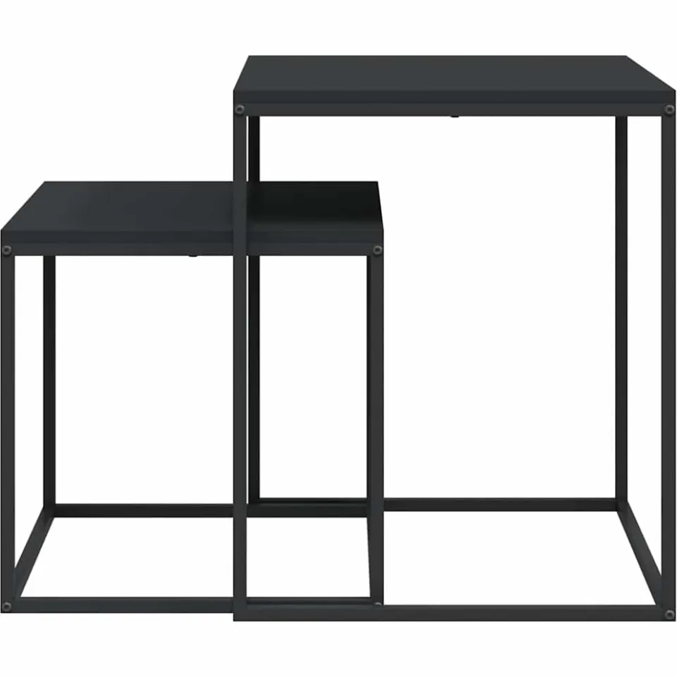 vidaXL Salontafelset 2 st bewerkt hout en metaal zwart, foto 4