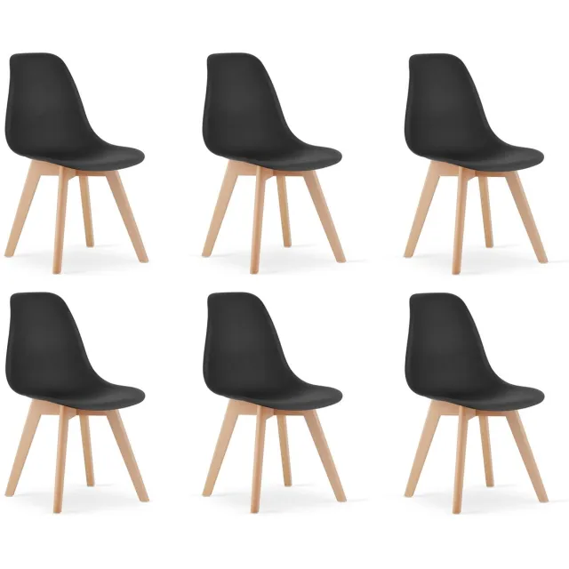 Viking Choice KITO - Eetkamerstoelen - set van 6 eettafel stoelen - zwart