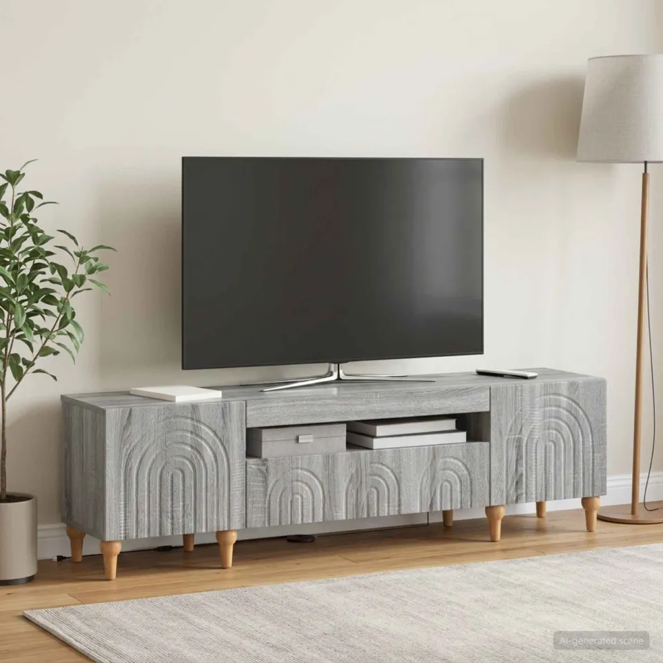 vidaXL LED tv-meubel ALKMAAR 153 x 35 x 43 cm Grijs Sonoma, foto 4