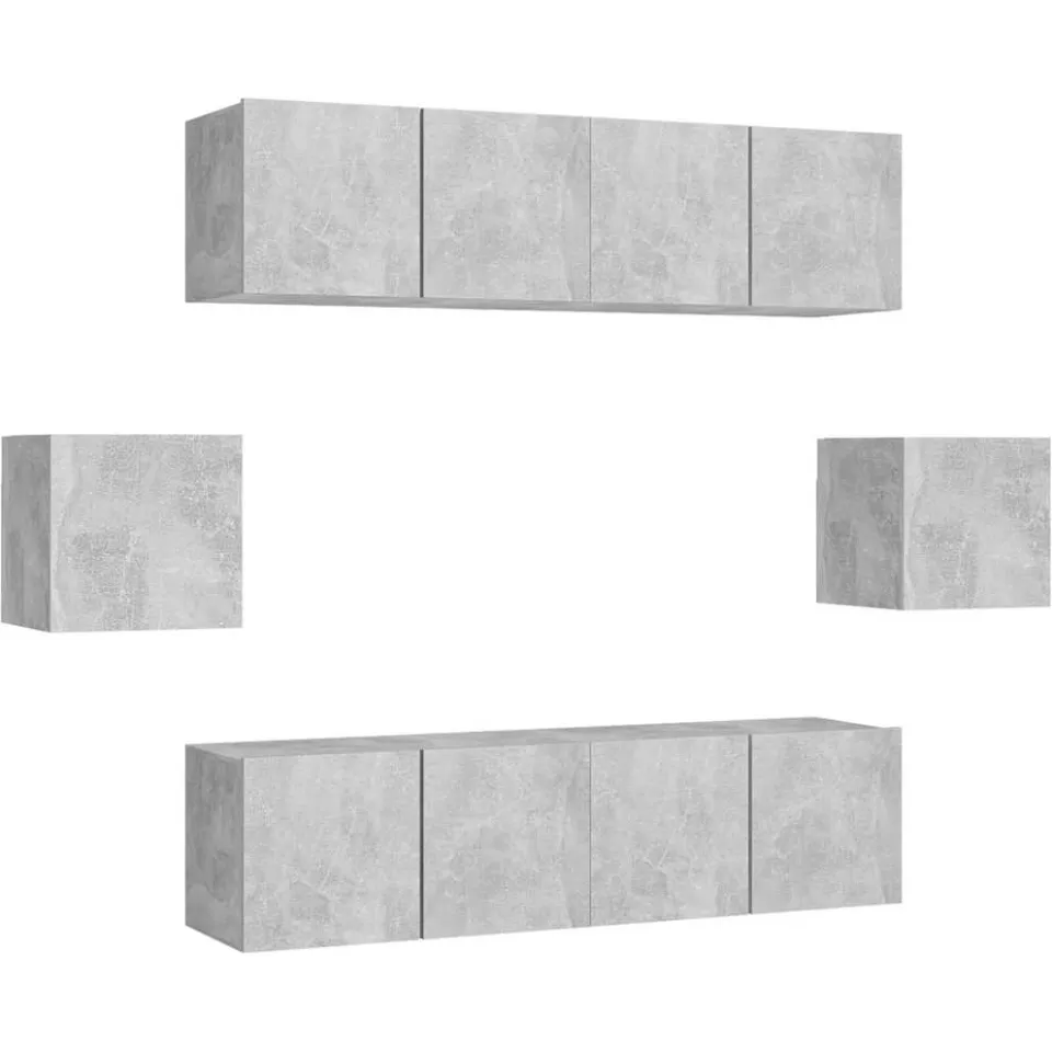 vidaXL 6-delige Tv-meubelset bewerkt hout betongrijs grijs, foto 3